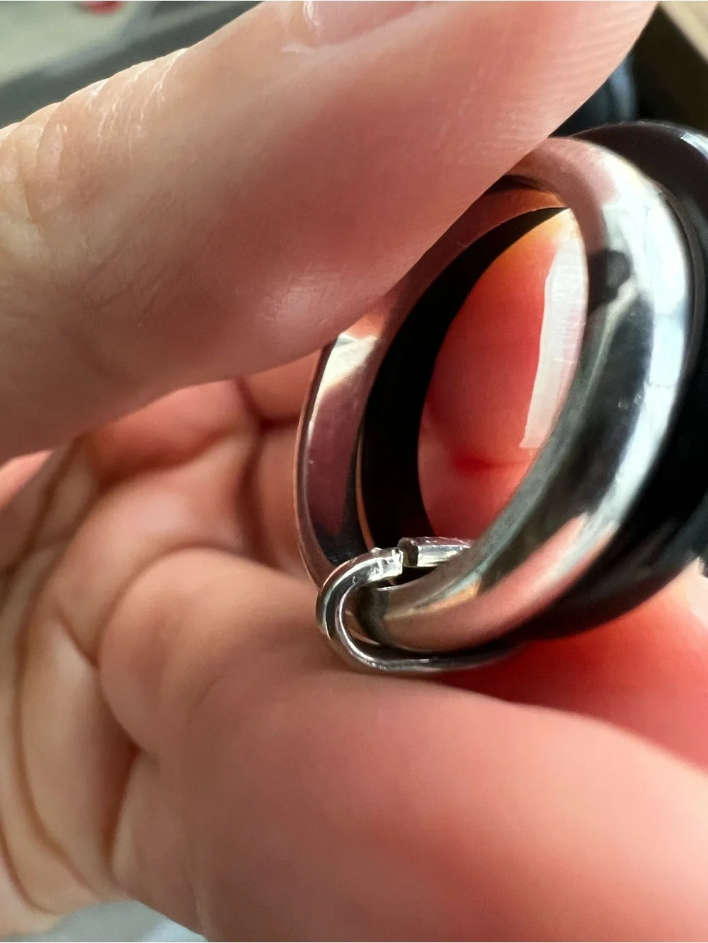 Georg Jensen Onyx and Silver Cross Detail Ring size 7.5-8